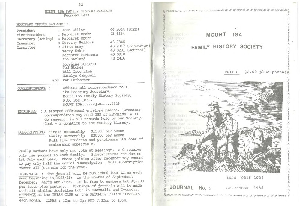 Journal of the Mount Isa Family History Society No.9