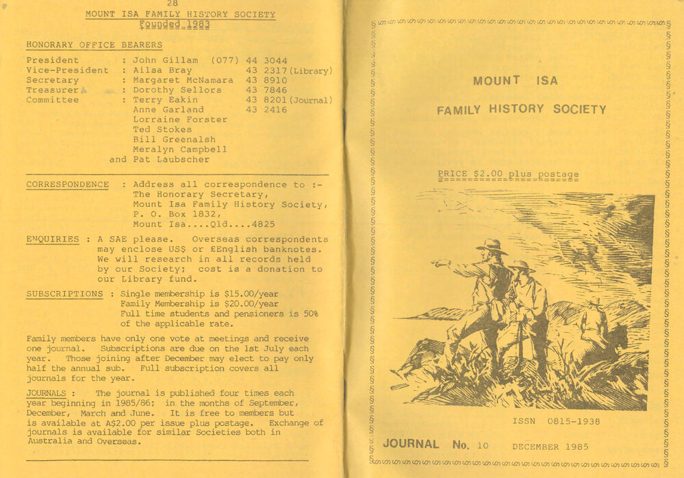 Journal of the Mount Isa Family History Society No.10