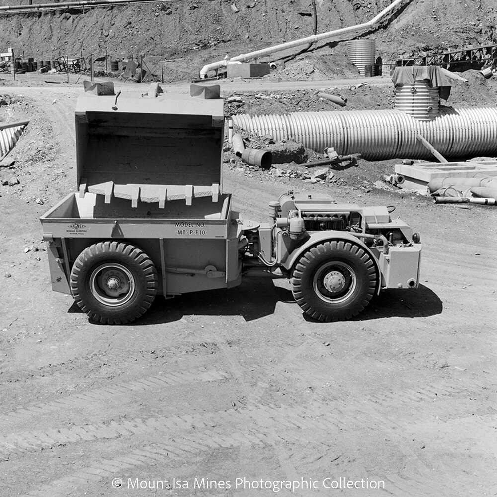 Mining truck for caving, Mount Isa Mines, October 1964
