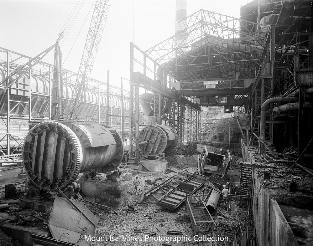 Installing new converters at Copper Smelter, Mount Isa Mines, May 1962