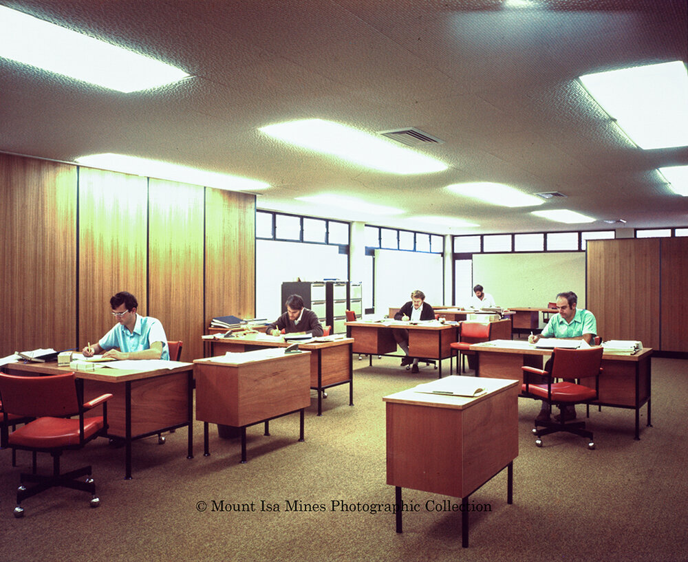 Office in Computer building, Mount Isa Mines, April 1971 