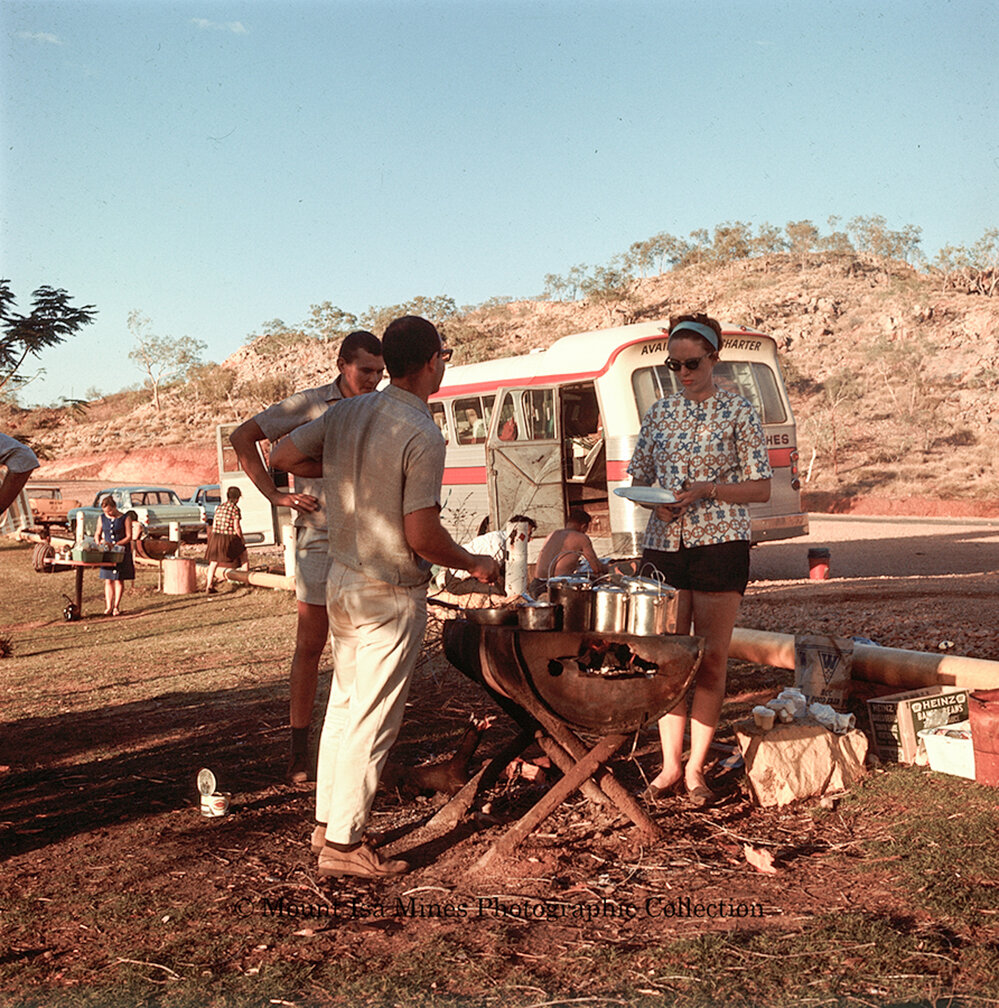 Tourists cooking, Lake Moondarra, c.1970s