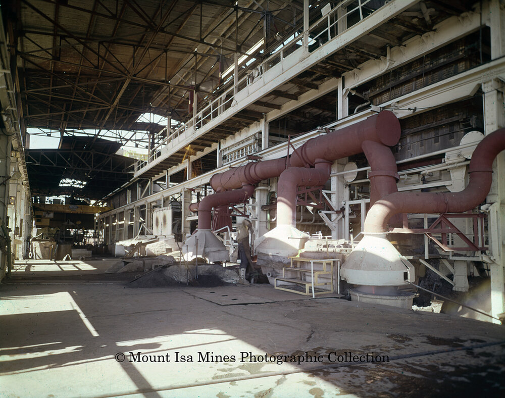 Lead smelter blast furnaces, Mount Isa Mines, c.1970s