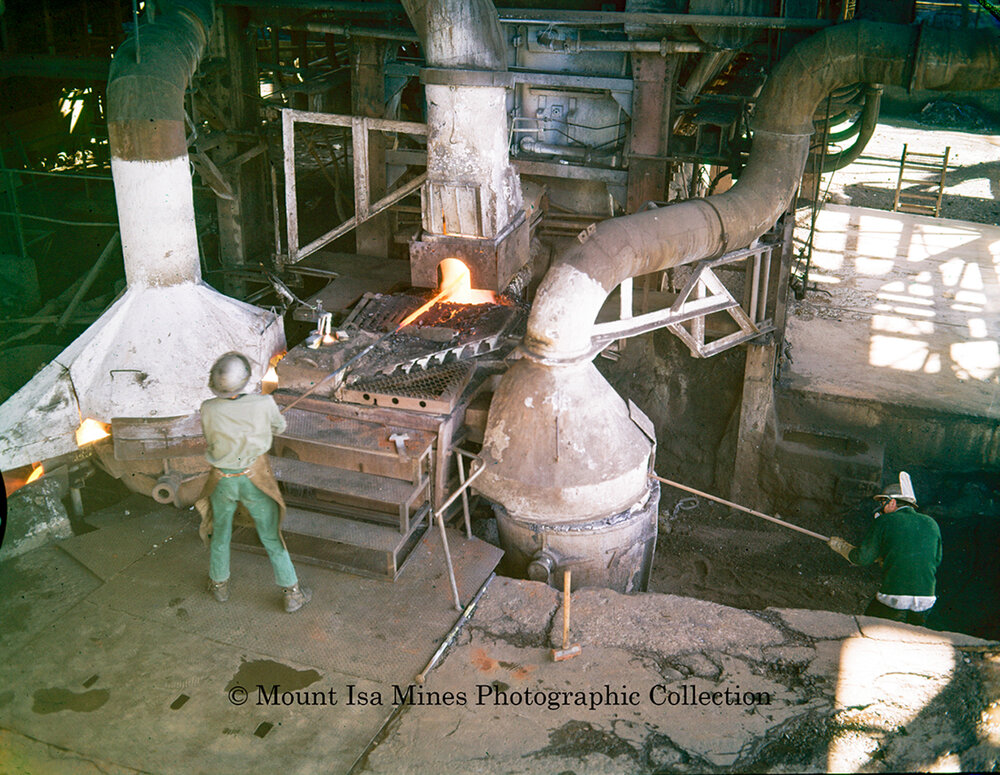 Tapping furnace at Lead Smelter, Mount Isa Mines