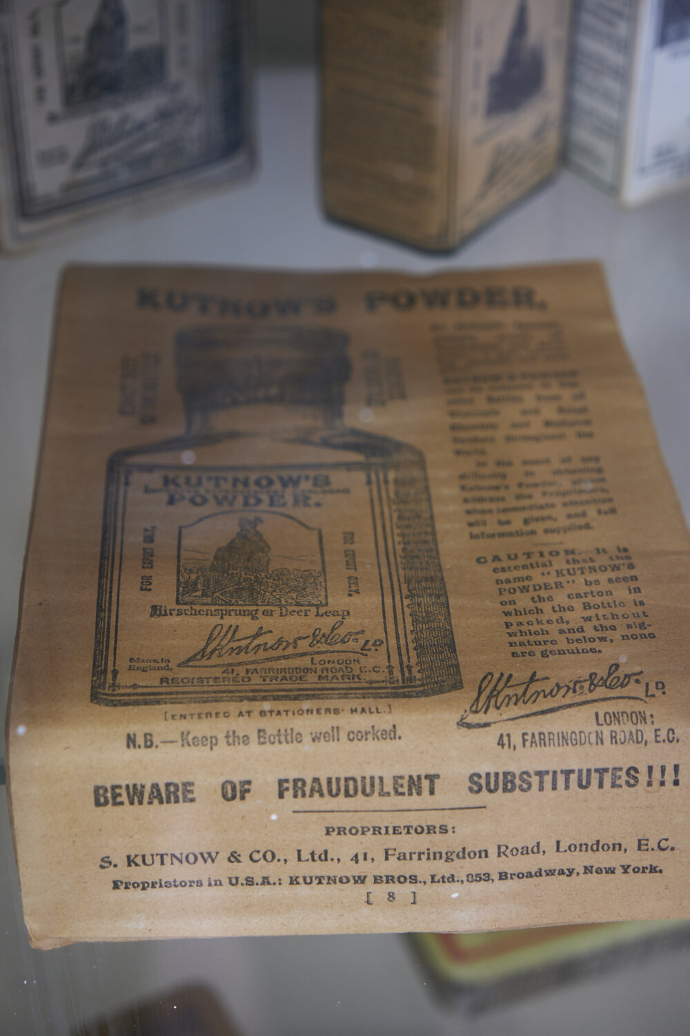 Kutnow's Powder package, Beth Anderson Museum, May 2023