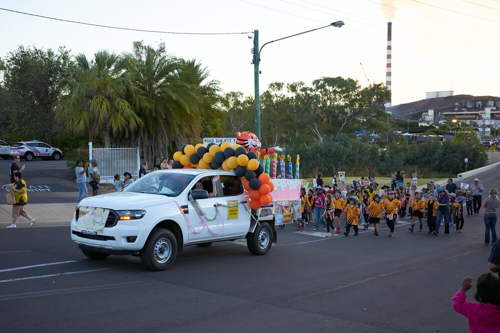 Sunset State School at Street Parade, Isa Street Festival, August 2023