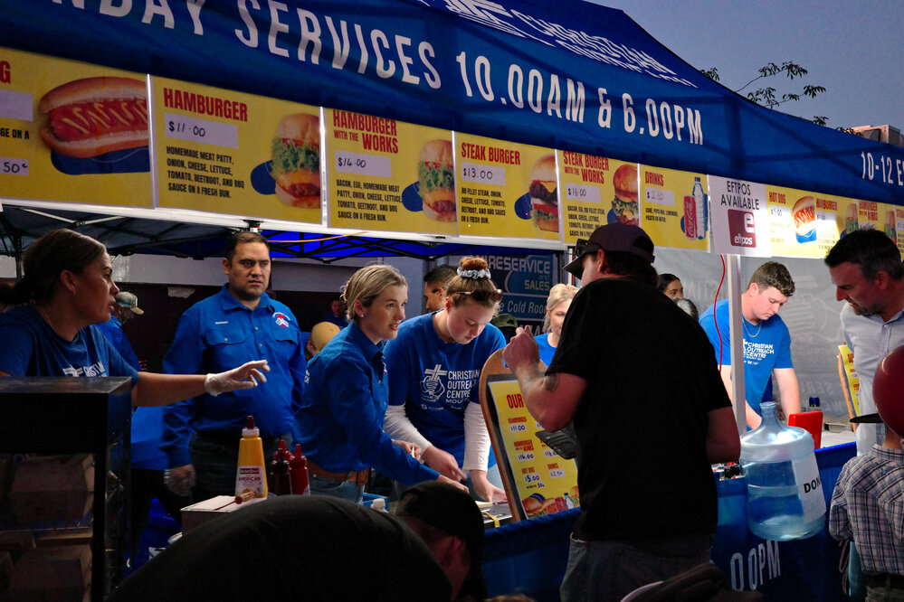 Christian Outreach Centre Mount Isa food stall, Isa Street Festival, August 2023
