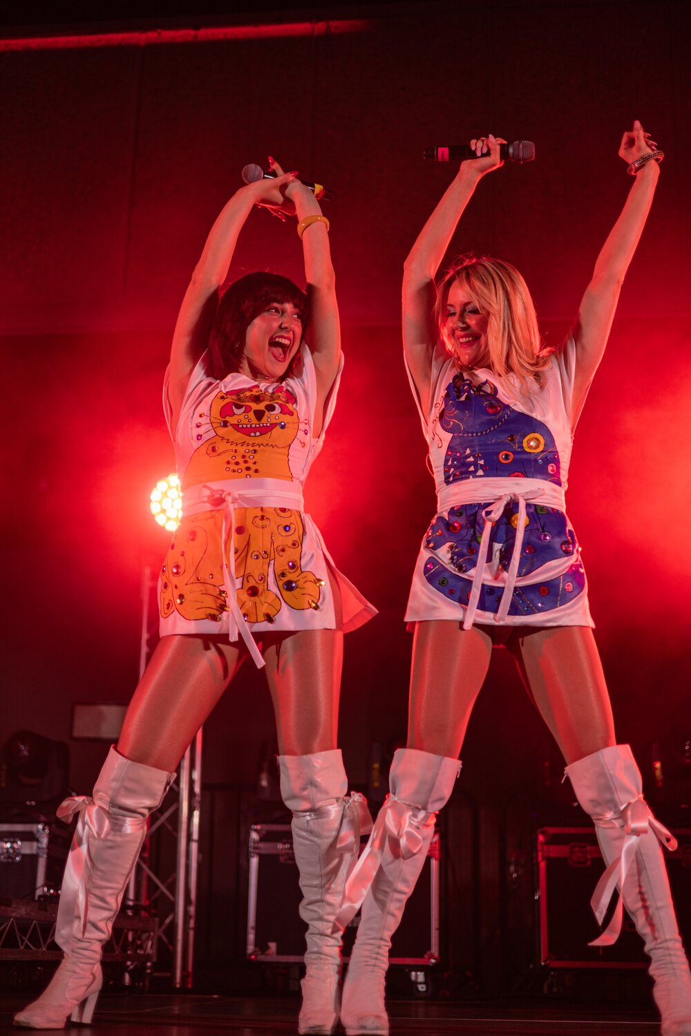 Bjorn Again singing on stage, Isa Street Festival, August 2023