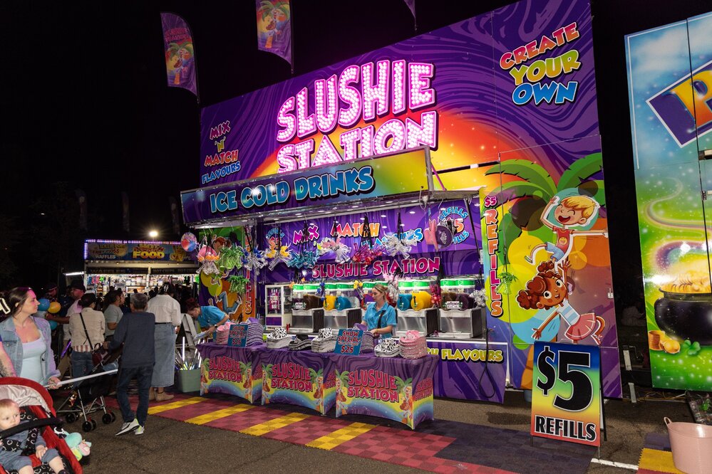 Slushie Station stall at Isa Street Festival, August 2023