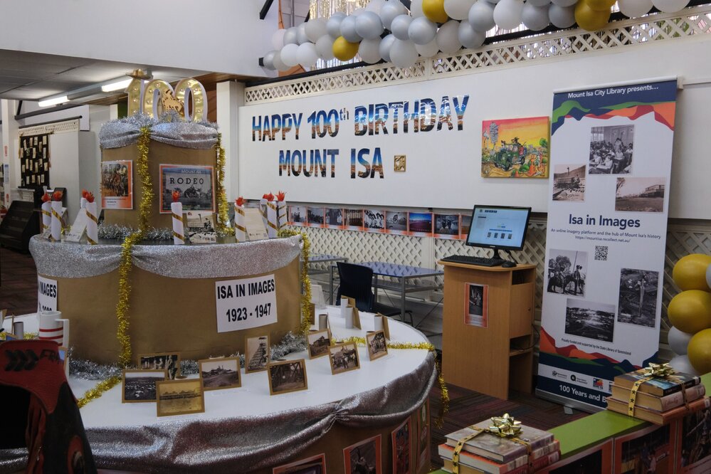 Rodeo display, Mount Isa City Library, August 2023