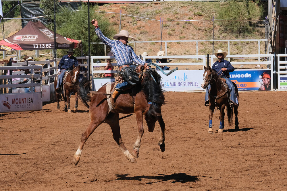2nd Division Saddle Bronc, Mount Isa Mines Rodeo, August 2023