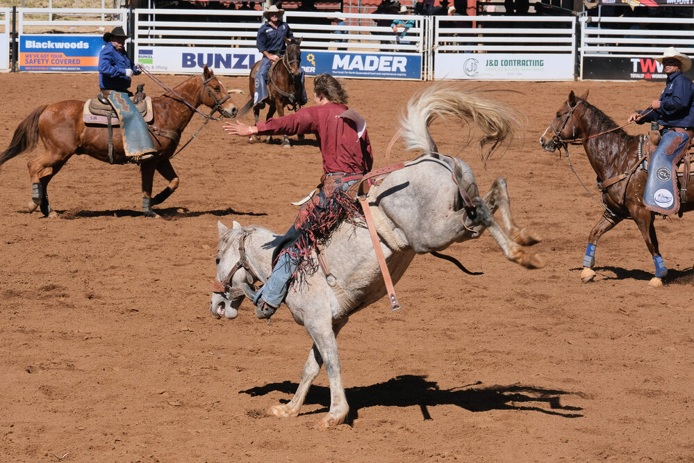 2nd Division Saddle Bronc, Mount Isa Mines Rodeo, August 2023