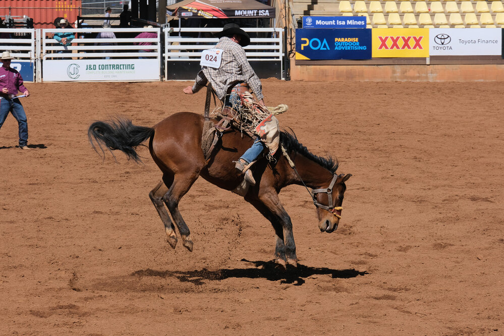 2nd Division Saddle Bronc, Mount Isa Mines Rodeo, August 2023