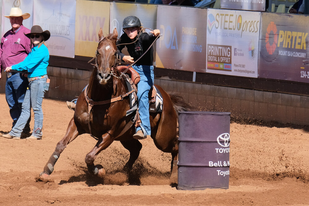 Junior Barrel Race, Mount Isa Mines Rodeo, August 2023