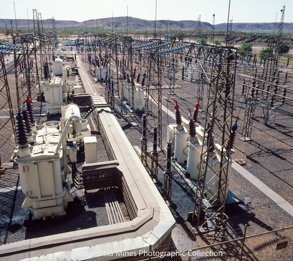  132kV power switchyard, Mica Creek Power Station, Mica Creek, April 1987