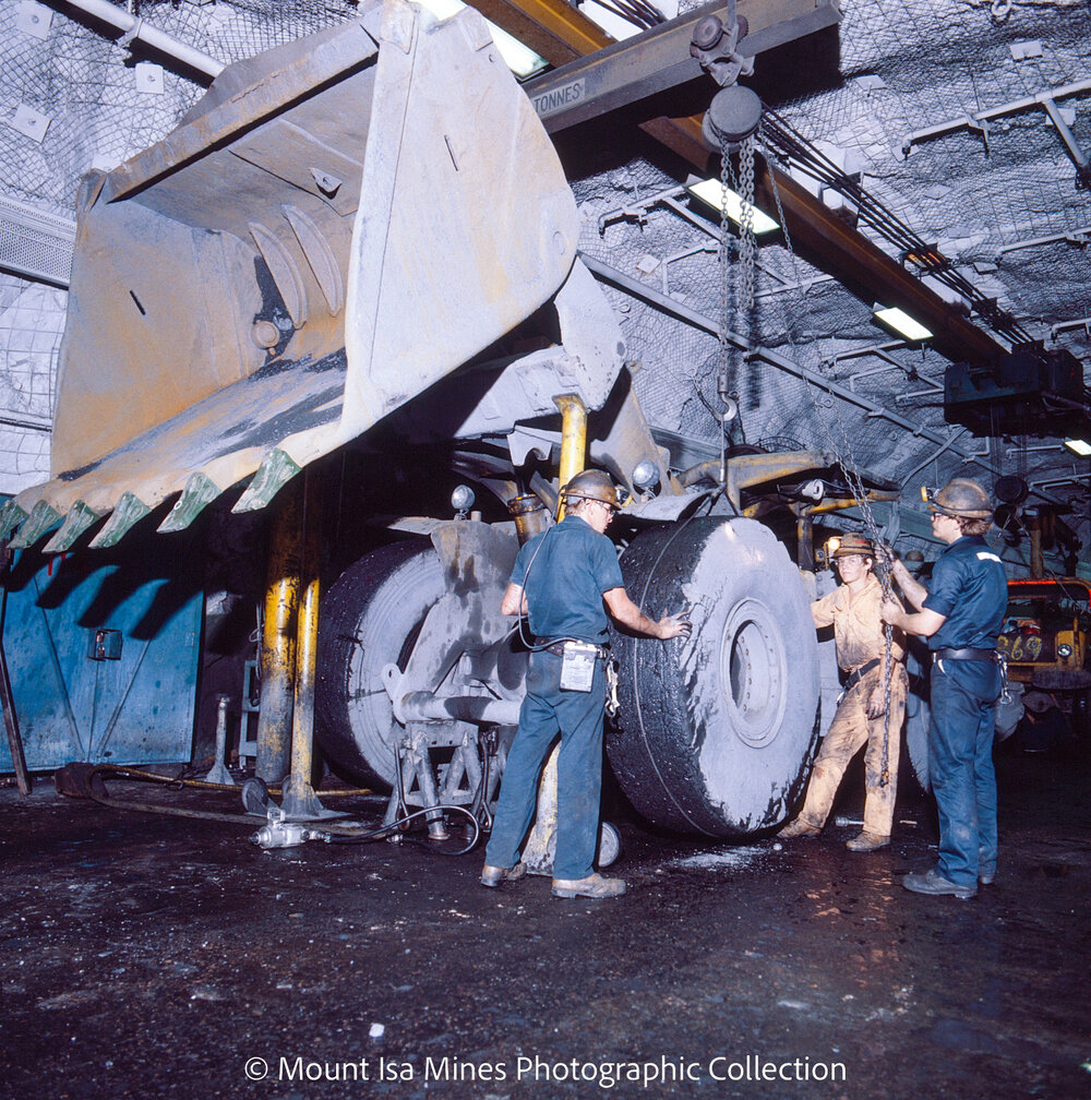Load haul dump unit, Mount Isa Mines, April 1987
