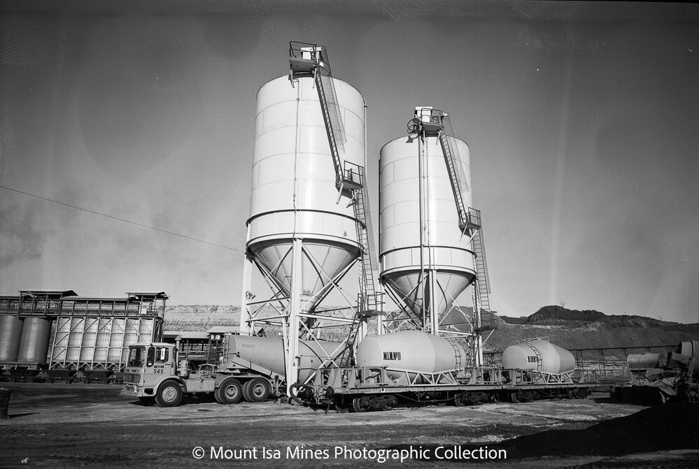Bulk cement tank container, Mount Isa Mines, July 1969