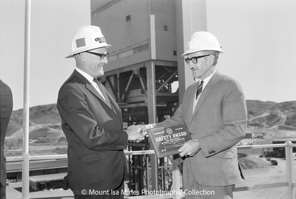 Queensland Safety Award presentation, Mount Isa Mines, August 1969