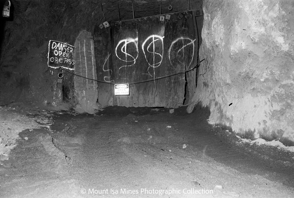 Underground ore pass, Mount Isa Mines, December 1969