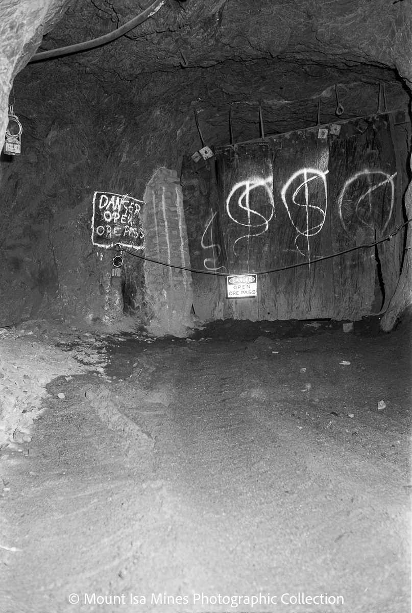 Underground ore pass, Mount Isa Mines, December 1969