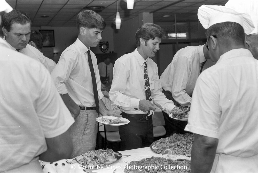 MIM farewell dinner for university students vacation employment, Mount Isa City, January 1970