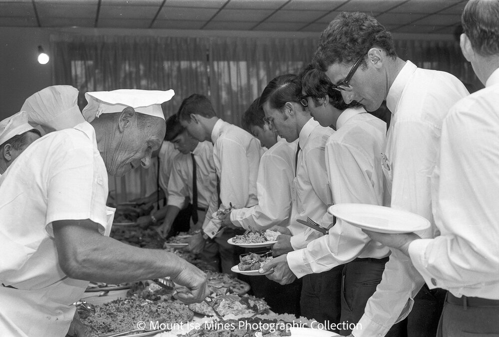 MIM farewell dinner for university students vacation employment, Mount Isa City, January 1970