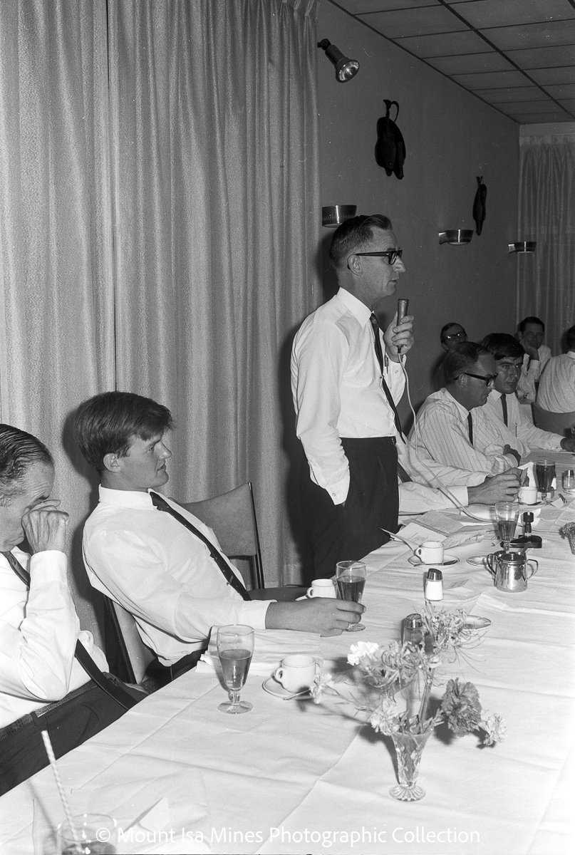 MIM farewell dinner for university students vacation employment, Mount Isa City, January 1970