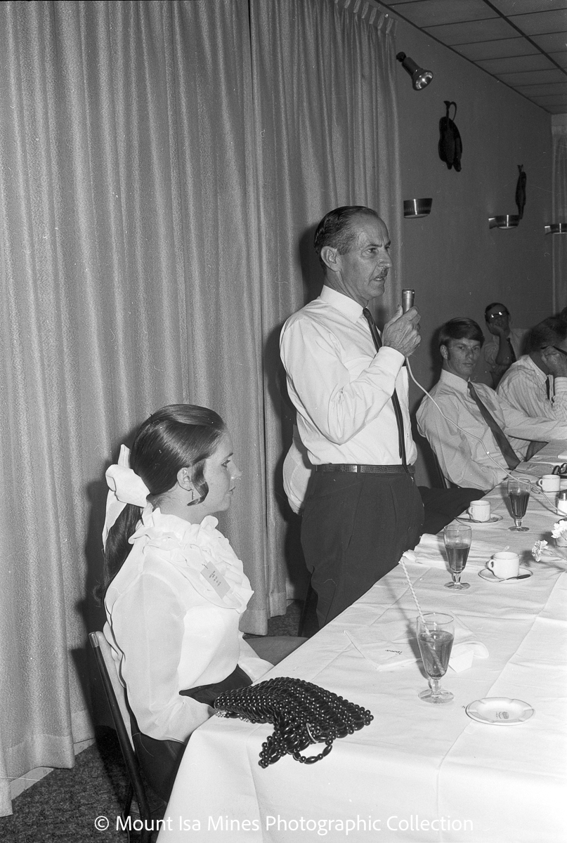 MIM farewell dinner for university students vacation employment, Mount Isa City, January 1970