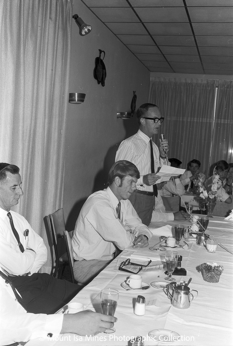 MIM farewell dinner for university students vacation employment, Mount Isa City, January 1970
