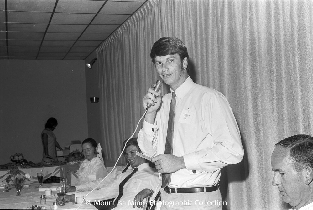 MIM farewell dinner for university students vacation employment, Mount Isa City, January 1970