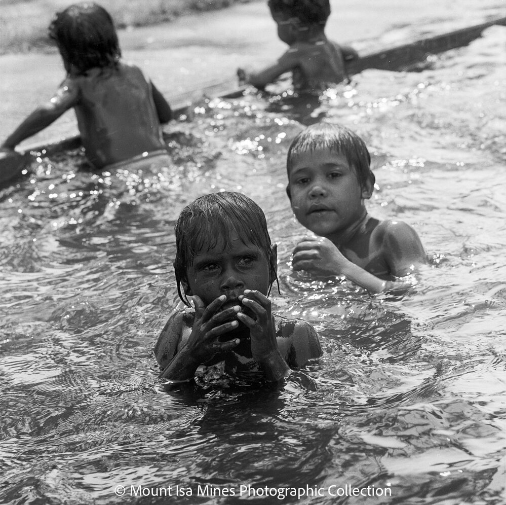 Aboriginal children's picnic at Warrina Park, Lake Moondarra, March 1970