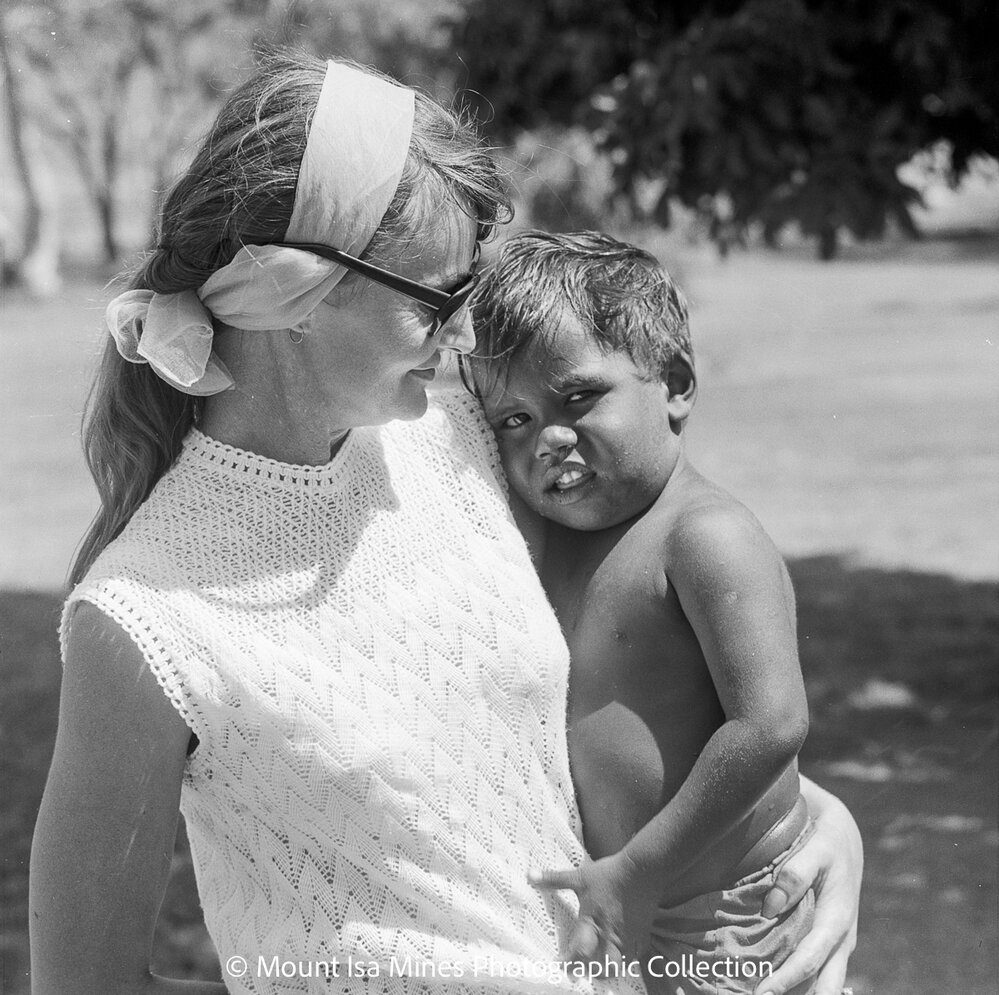 Aboriginal children's picnic at Warrina Park, Lake Moondarra, March 1970