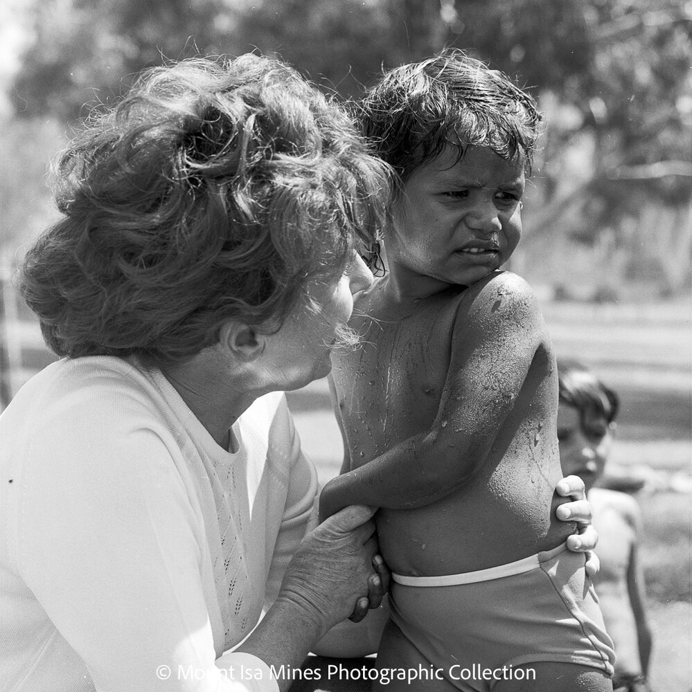 Aboriginal children's picnic at Warrina Park, Lake Moondarra, March 1970