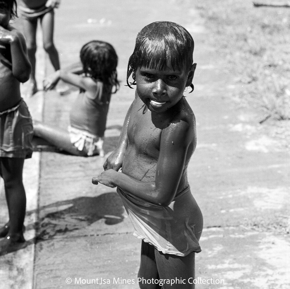Aboriginal children's picnic at Warrina Park, Lake Moondarra, March 1970