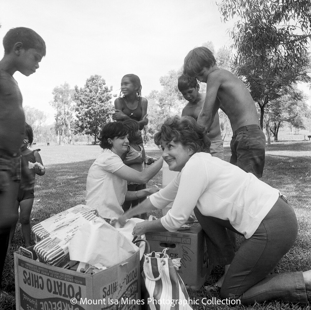 Aboriginal children's picnic at Warrina Park, Lake Moondarra, March 1970