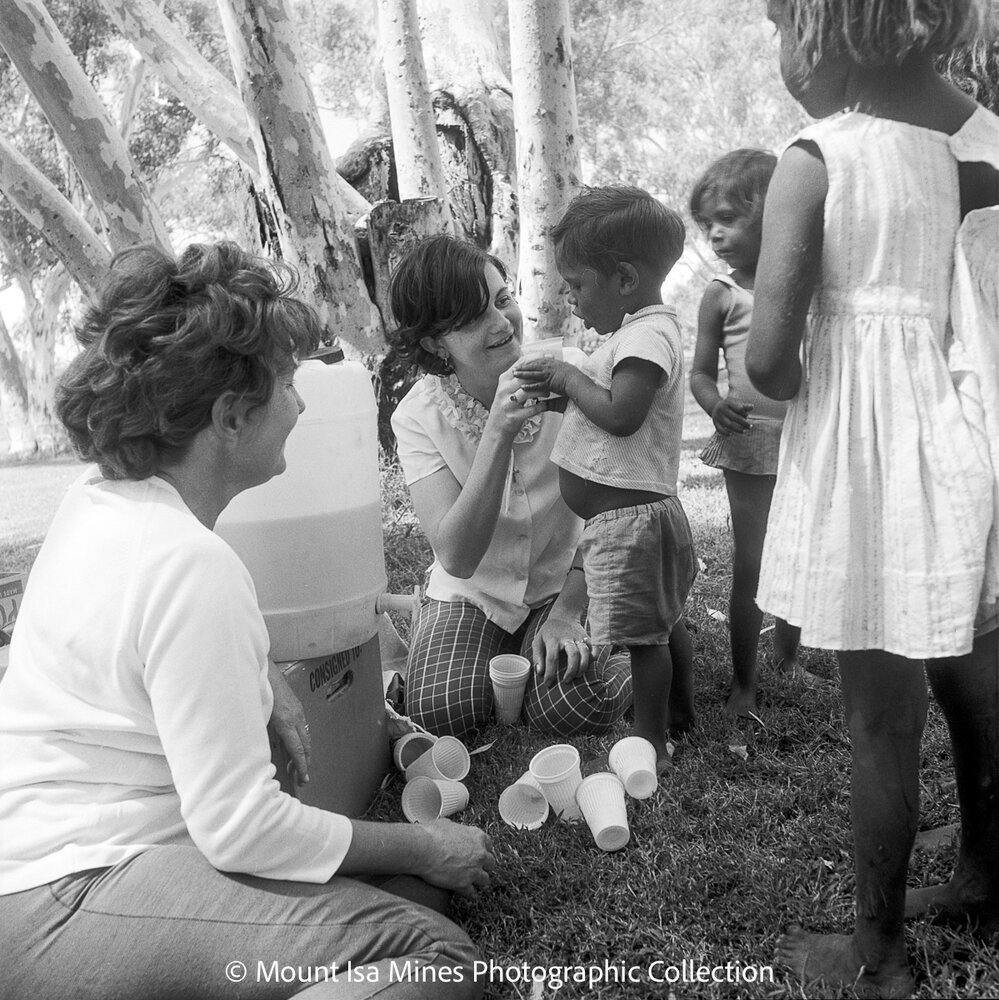 Aboriginal children's picnic at Warrina Park, Lake Moondarra, March 1970