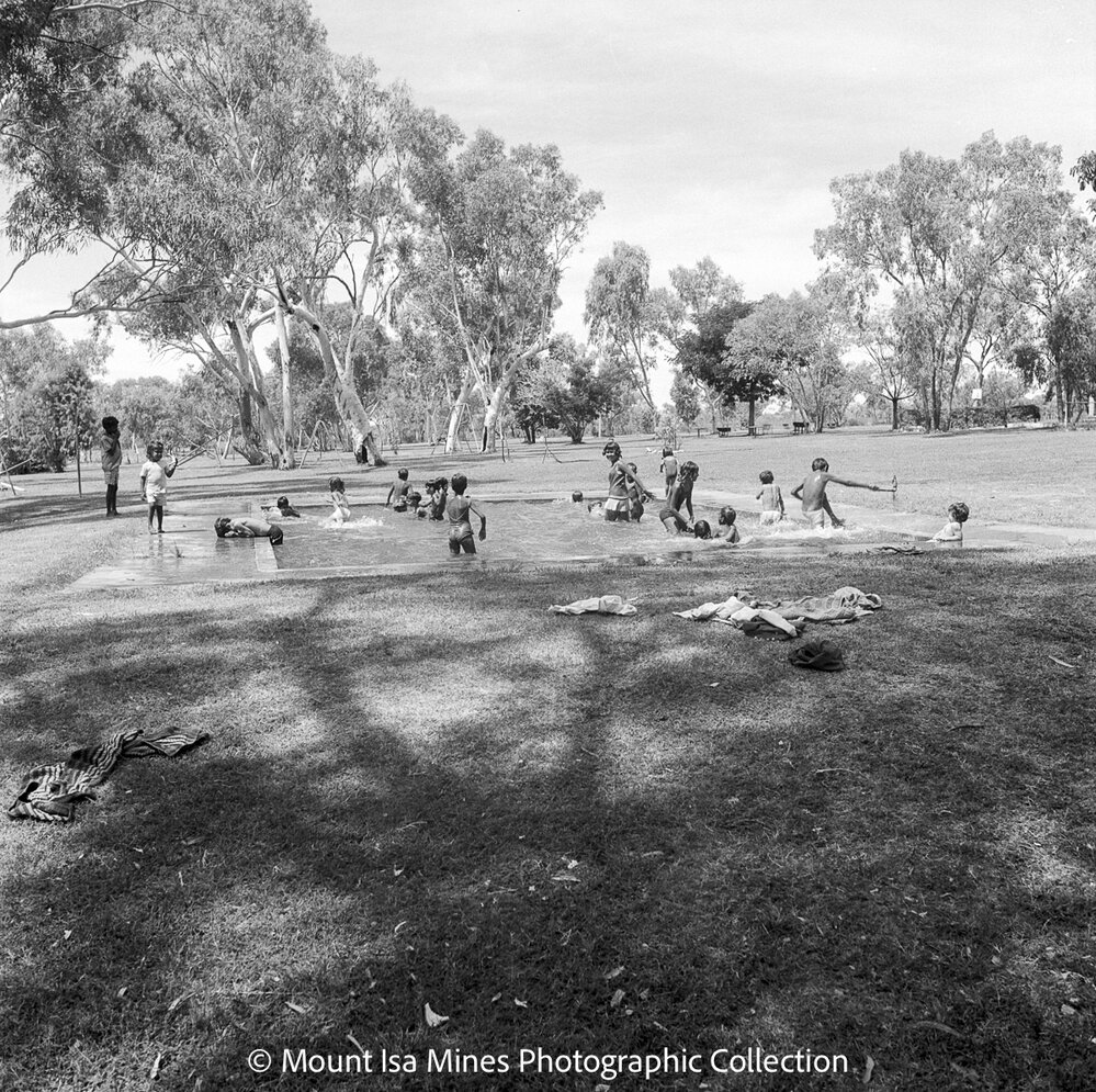 Aboriginal children's picnic at Warrina Park, Lake Moondarra, March 1970