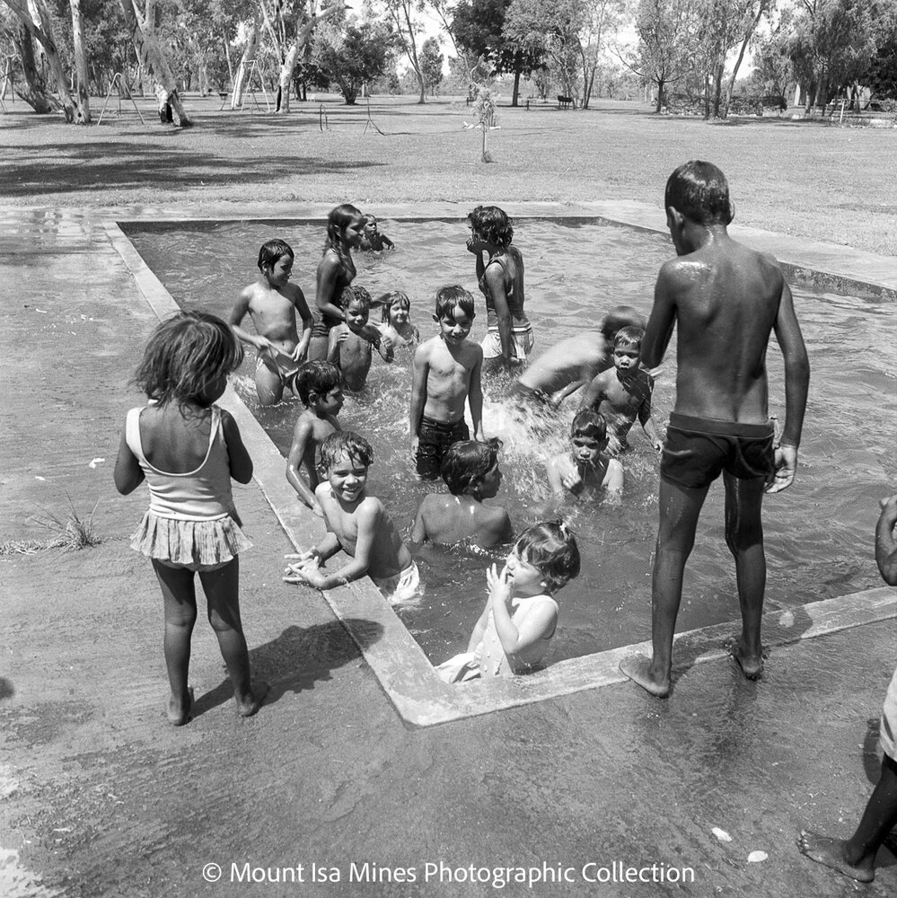 Aboriginal children's picnic at Warrina Park, Lake Moondarra, March 1970