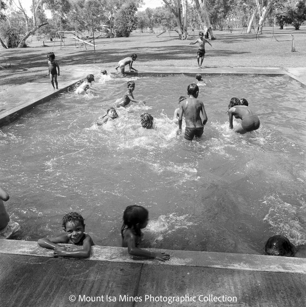 Aboriginal children's picnic at Warrina Park, Lake Moondarra, March 1970