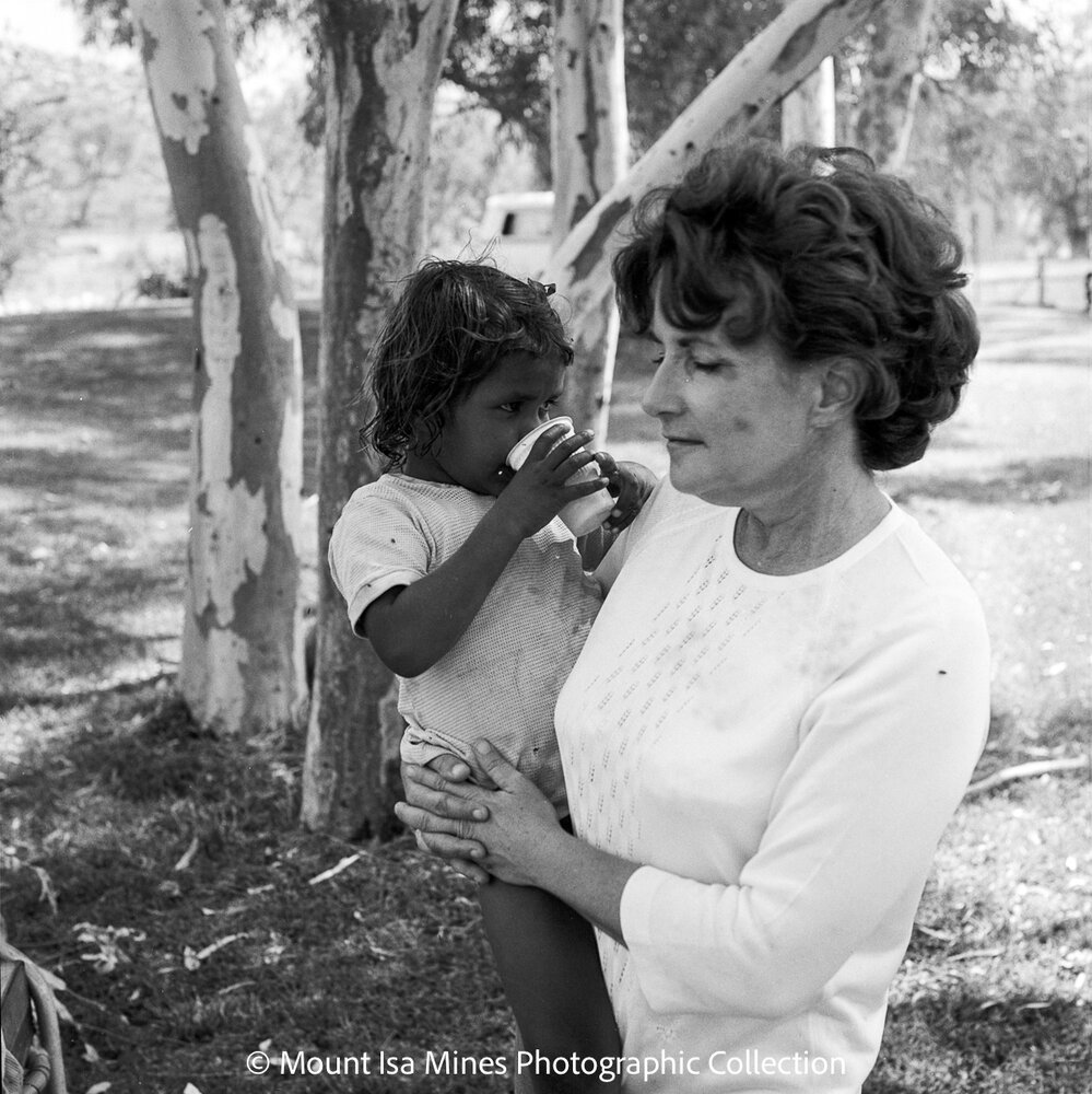 Aboriginal children's picnic at Warrina Park, Lake Moondarra, March 1970