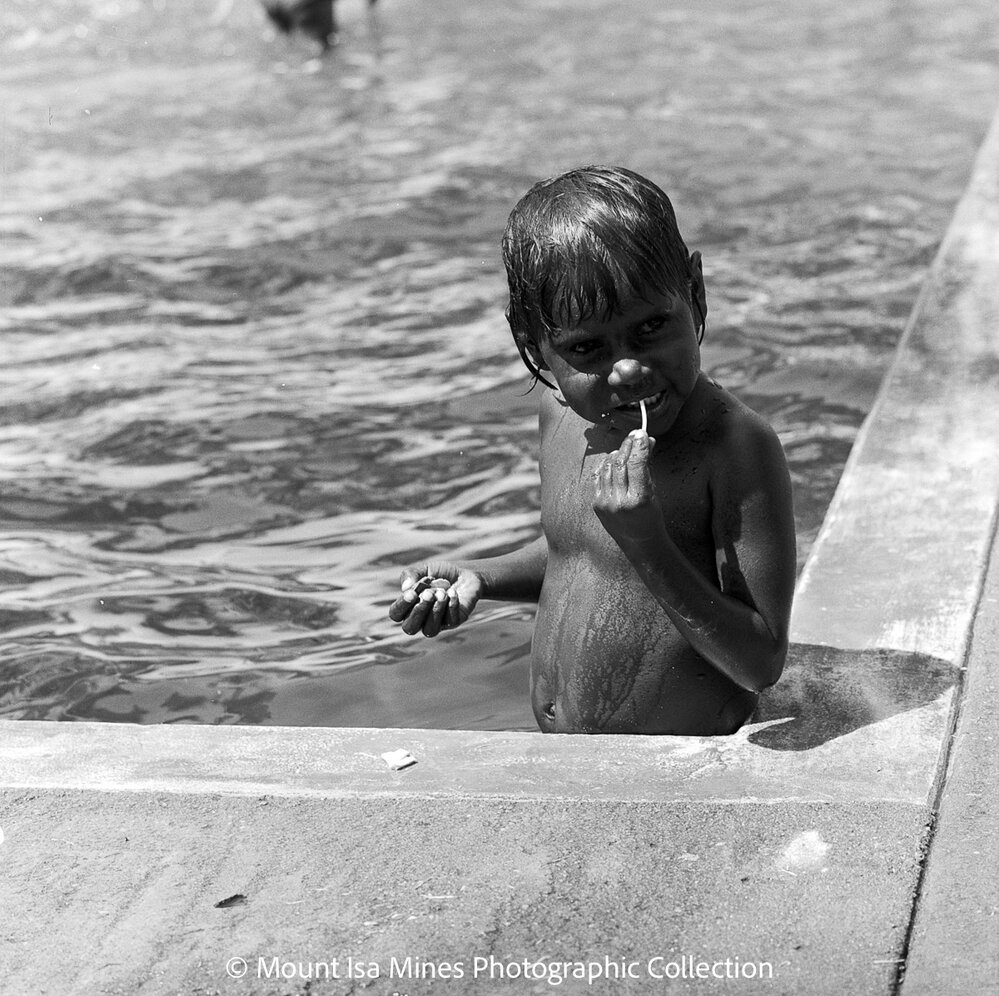 Aboriginal children's picnic at Warrina Park, Lake Moondarra, March 1970
