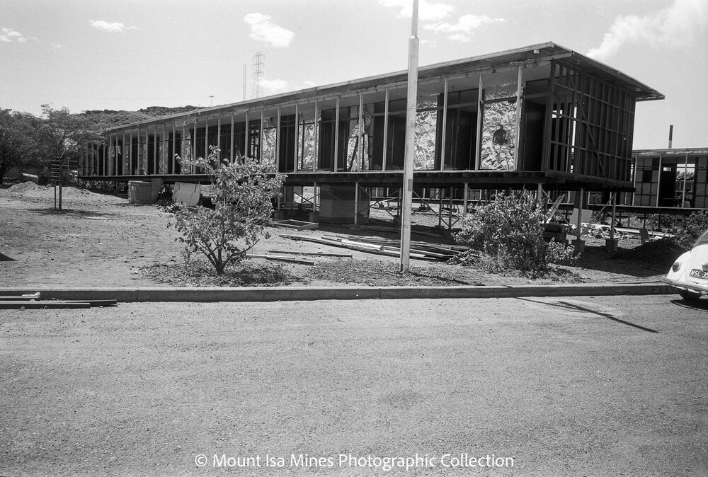 Single men's barracks under construction, Parkside, February 1970