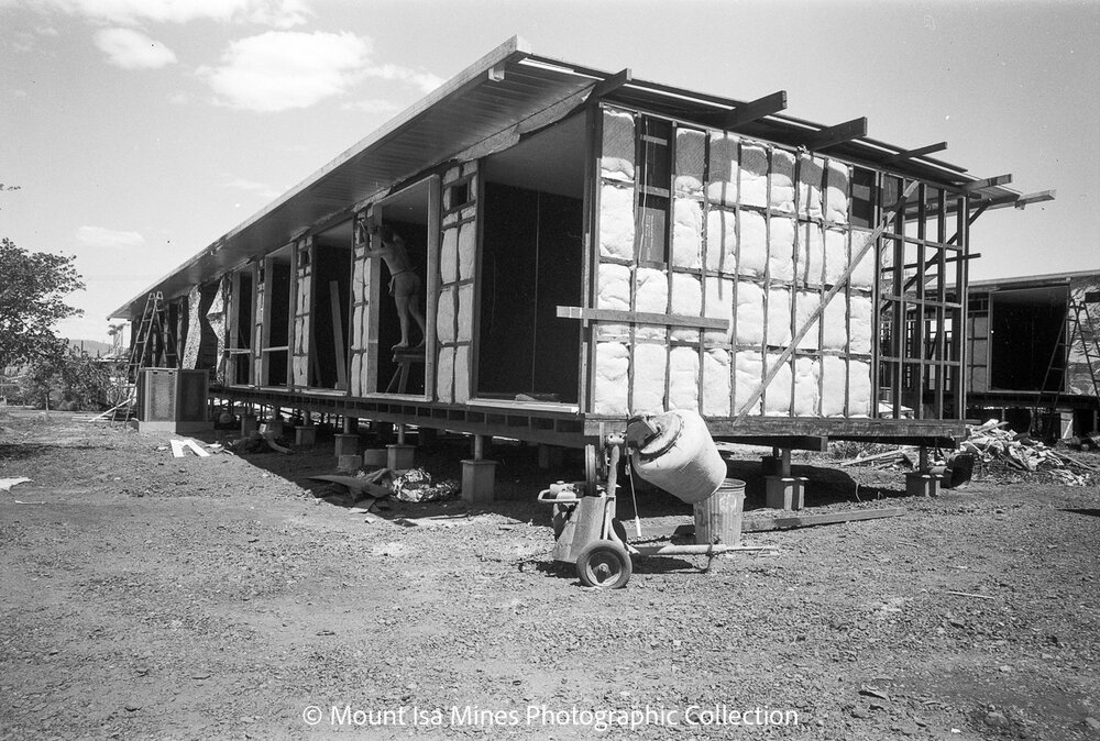 Single men's barracks under construction, Parkside, February 1970