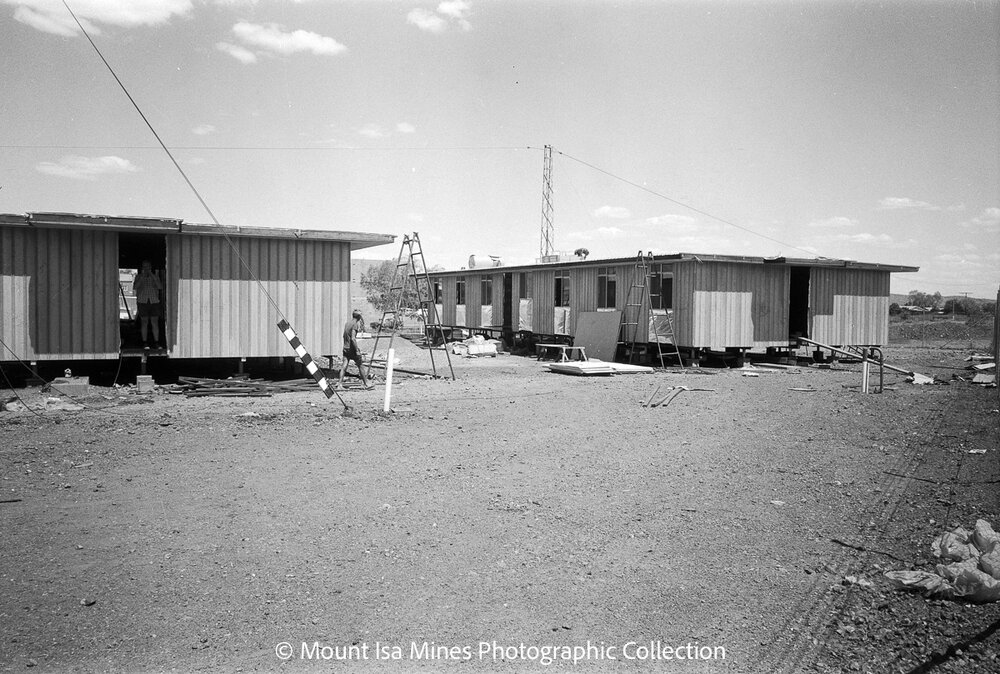 Single men's barracks under construction, Parkside, February 1970