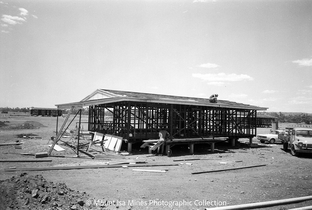 Houses under construction, Healy, February 1970