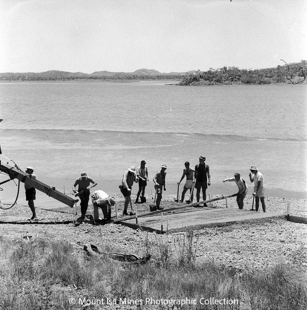 New boat ramp at the Sailing Club, Lake Moondarra, February 1970