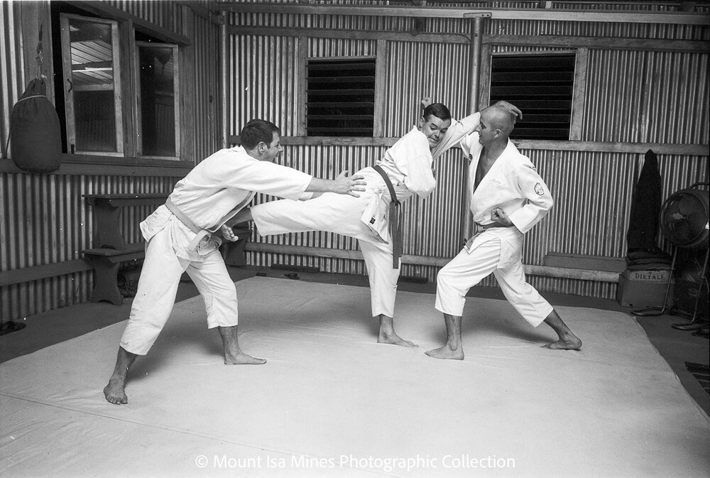 People practising Karate at Judo Club, February 1970