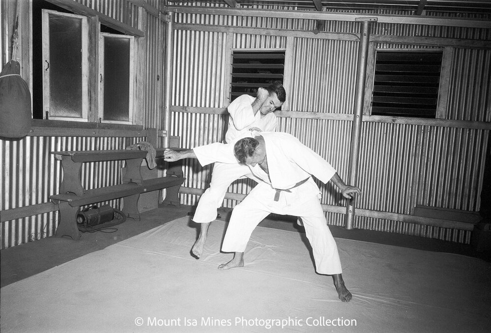 People practising Karate at Judo Club, February 1970