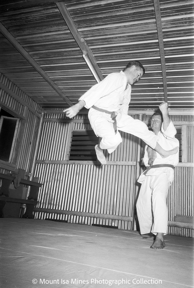 People practising Karate at Judo Club, February 1970