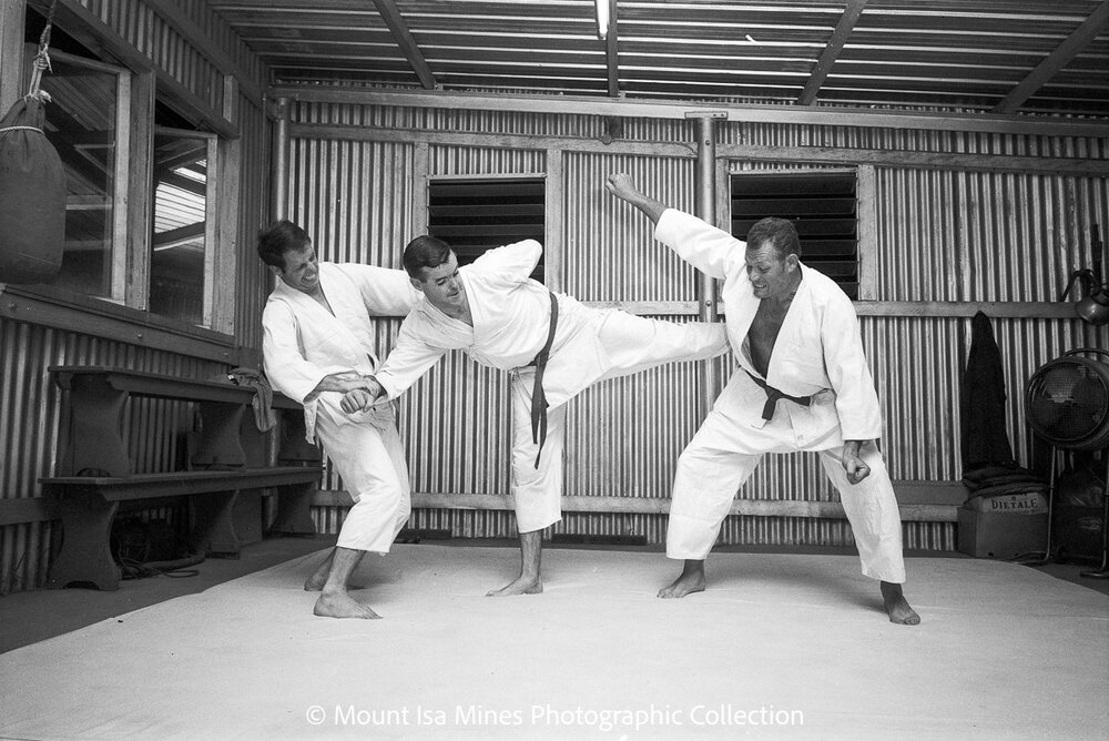 People practising Karate at Judo Club, February 1970